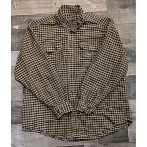 Woolrich Mens Plaid Long Sleeve Shirt Size L‎ Cotton Dijon Yellow 100% Cotton